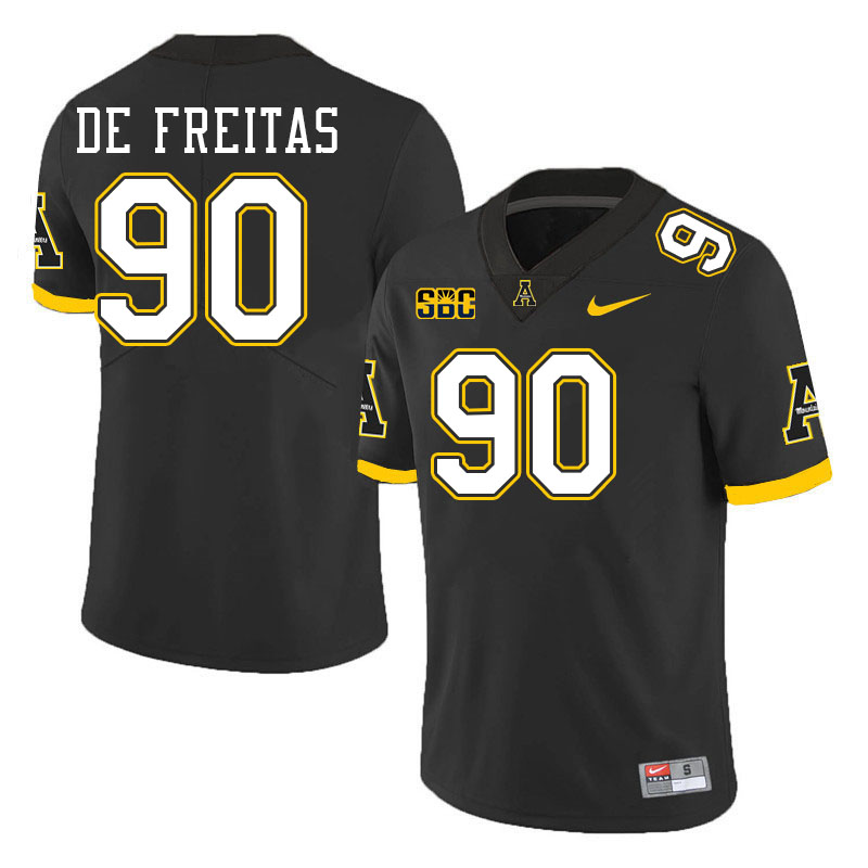 Appalachian State Mountaineers #90 Dominic De Freitas College Football Jerseys Stitched-Black Appalachian State Mountaineers #90 Dominic De Freitas College Football Jerseys Stitched-Black